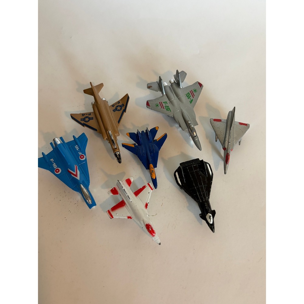 Lot of 7 Vintage 80s Micro Airplanes Tootsie Toy Fighter Jets Toys Diecast